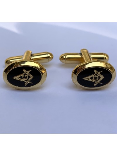 Butoni Cămașă Masonici Echer și Compas Gold Oval
