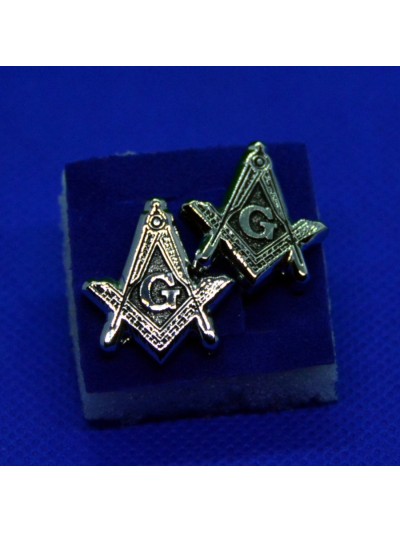 Butoni Cămașă Masonici Echer și Compas Silver Relief