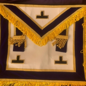 Șorț Masonic- Maestru Venerabil ciucuri galbeni